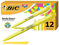 HIGHLIGHTER, BIC, CHISEL TIP, YELLOW, 12/CT MAIN